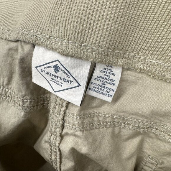 929. 5X - ST. JOHN'S BAY - Pull On Khaki Cargo Capri Pants Cotton NEW - Picture 5 of 9